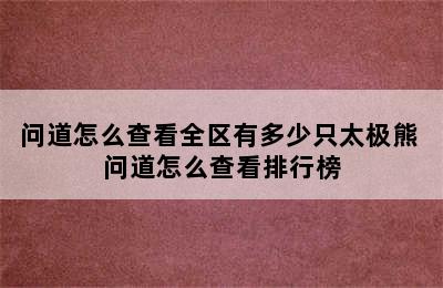 问道怎么查看全区有多少只太极熊 问道怎么查看排行榜